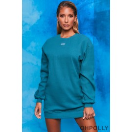 Oh Polly sizing - Recover Ribbed Longline Sweatshirt in Teal